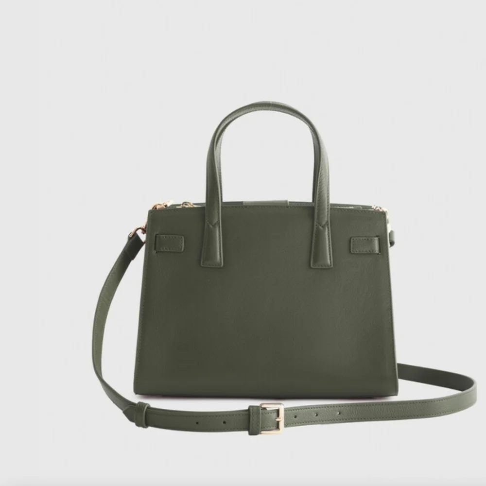 Quince NWTs Italian Leather Small Triple Compartment Satchel - Picture 4 of 12